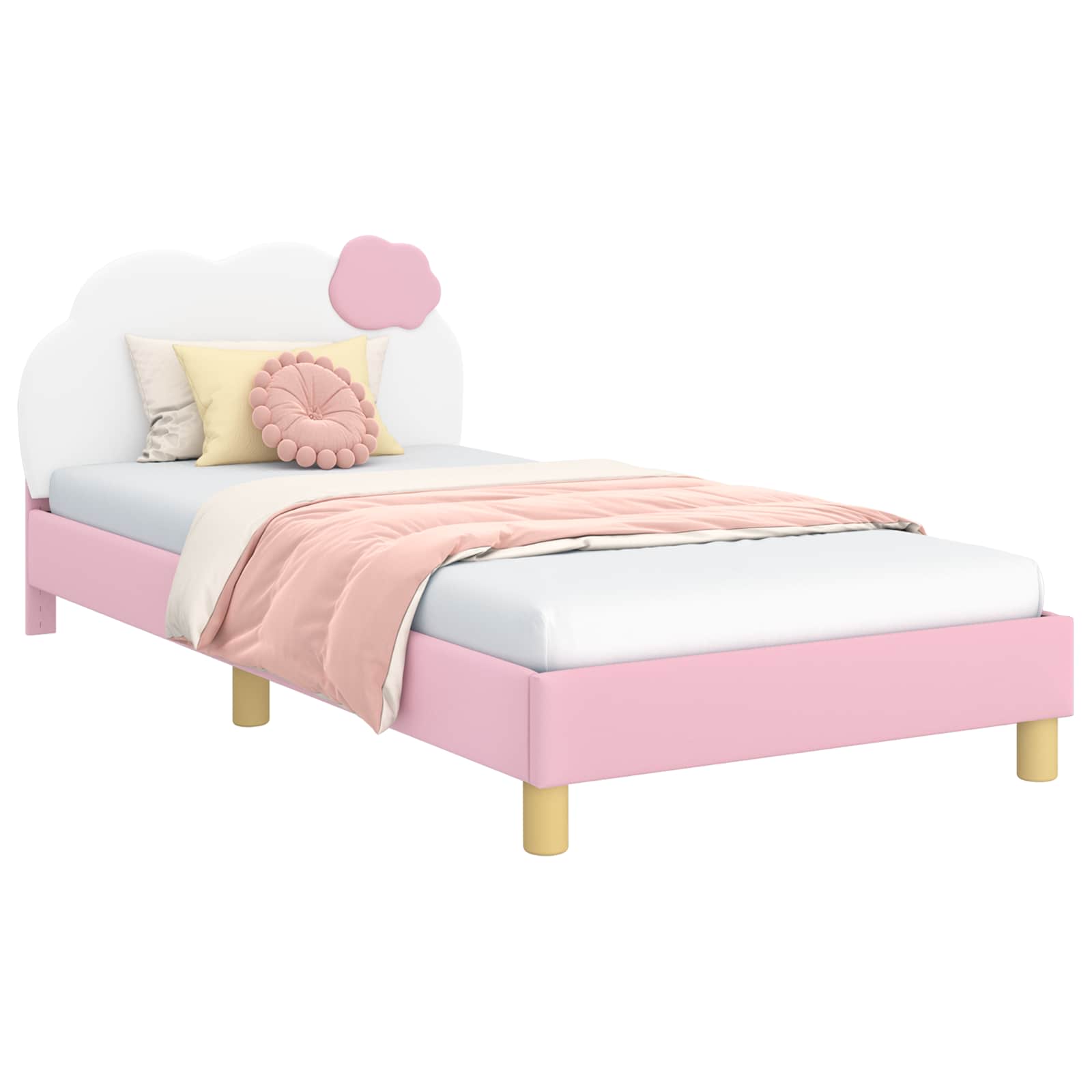Kinderbettgestell mit Kopfteil Rosa 80 x 200 cm PU