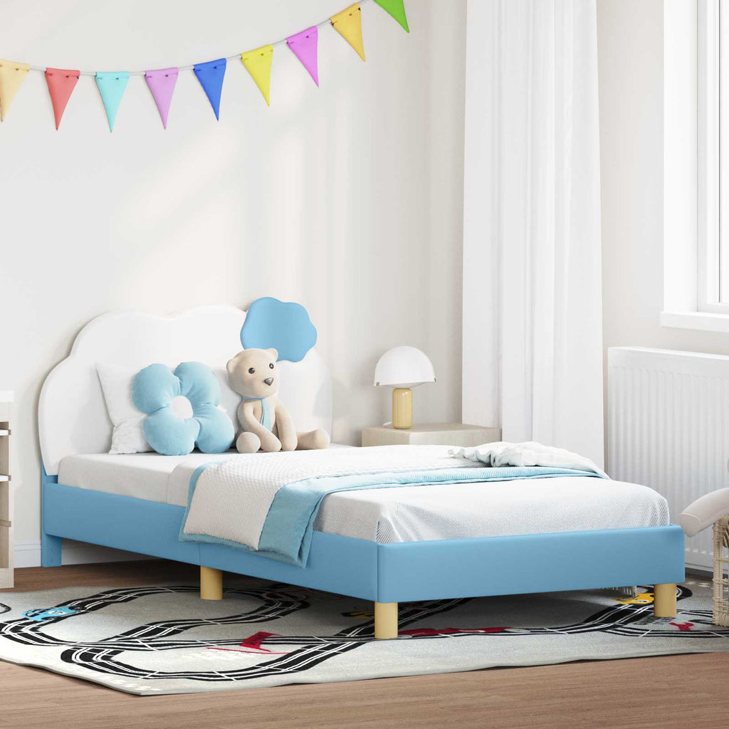Kinderbettgestell mit Kopfteil Blau 80 x 200 cm PU