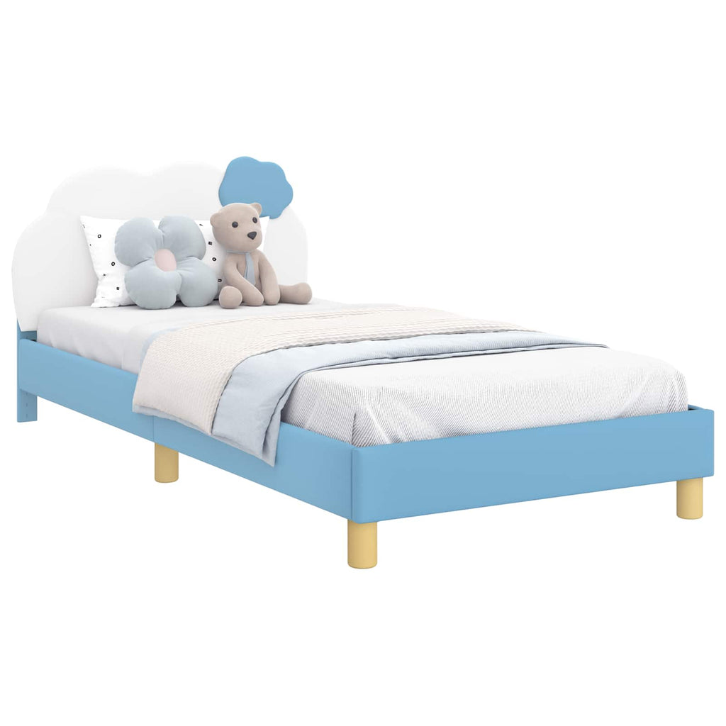 Kinderbettgestell mit Kopfteil Blau 80 x 200 cm PU