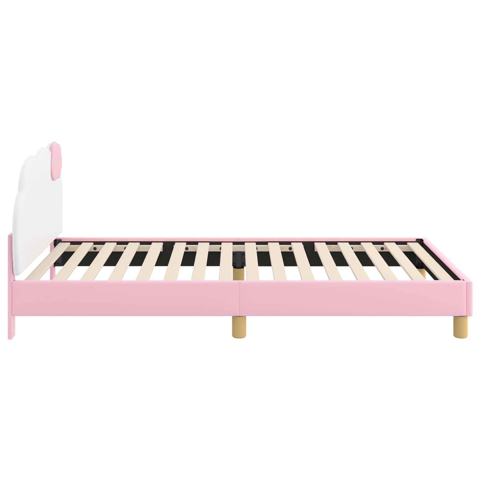 Kinderbettgestell mit Kopfteil Rosa 90 x 190 cm PU