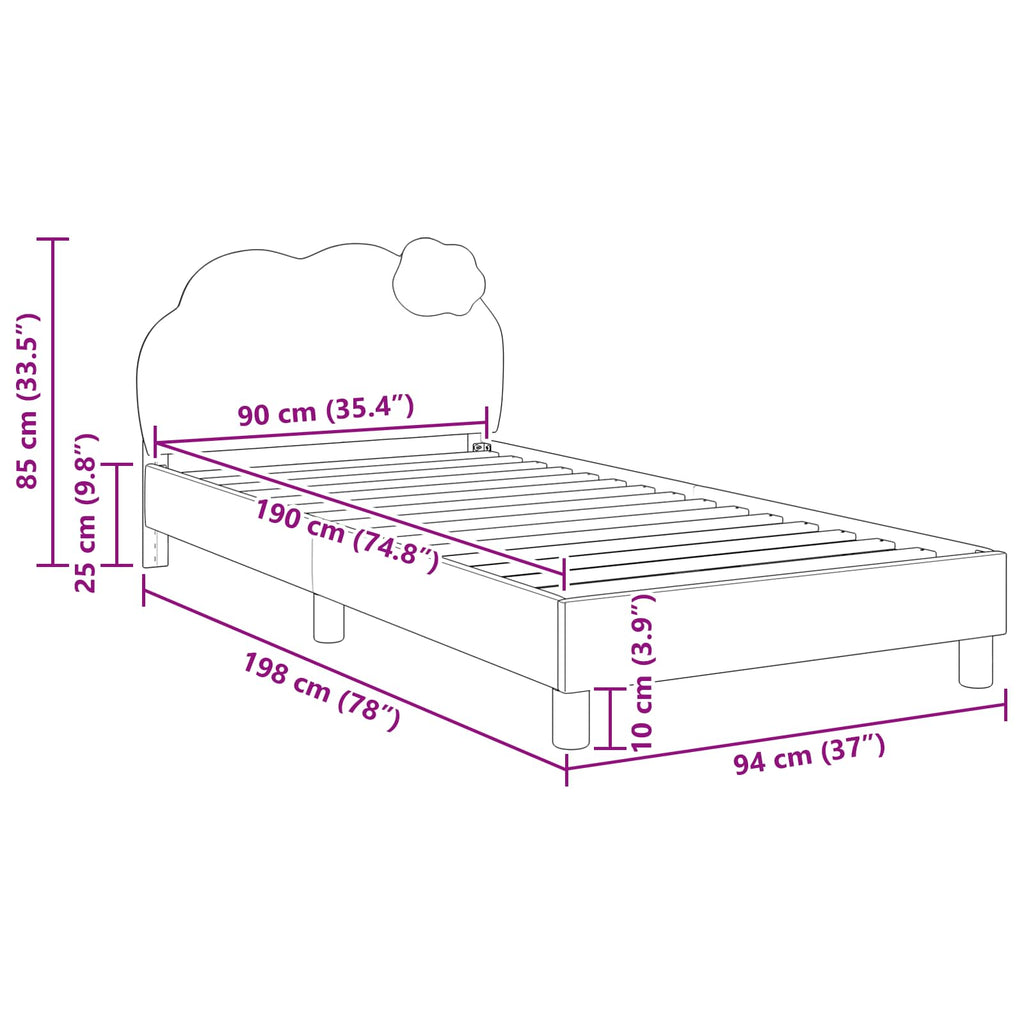 Kinderbettgestell mit Kopfteil Rosa 90 x 190 cm PU