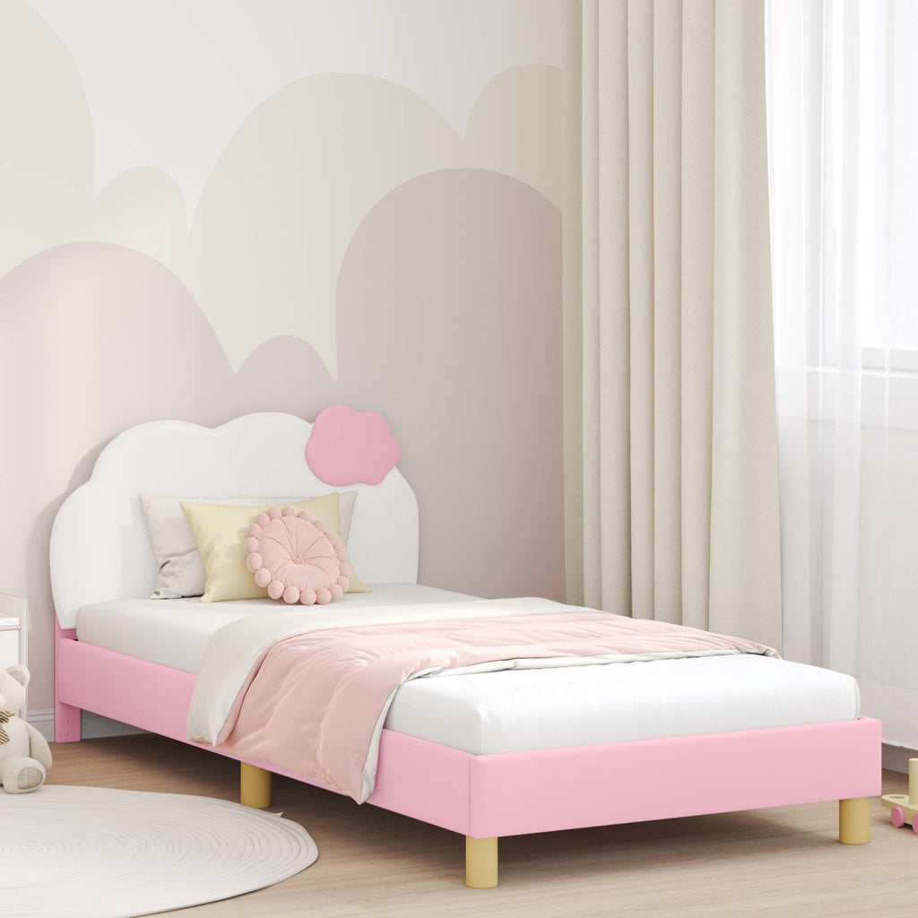 Kinderbettgestell mit Kopfteil Rosa 90 x 200 cm PU