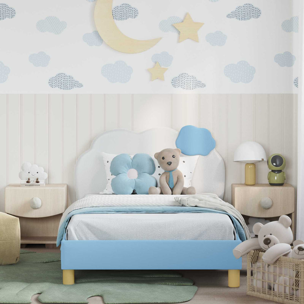 Kinderbettgestell mit Kopfteil Blau 90 x 200 cm PU