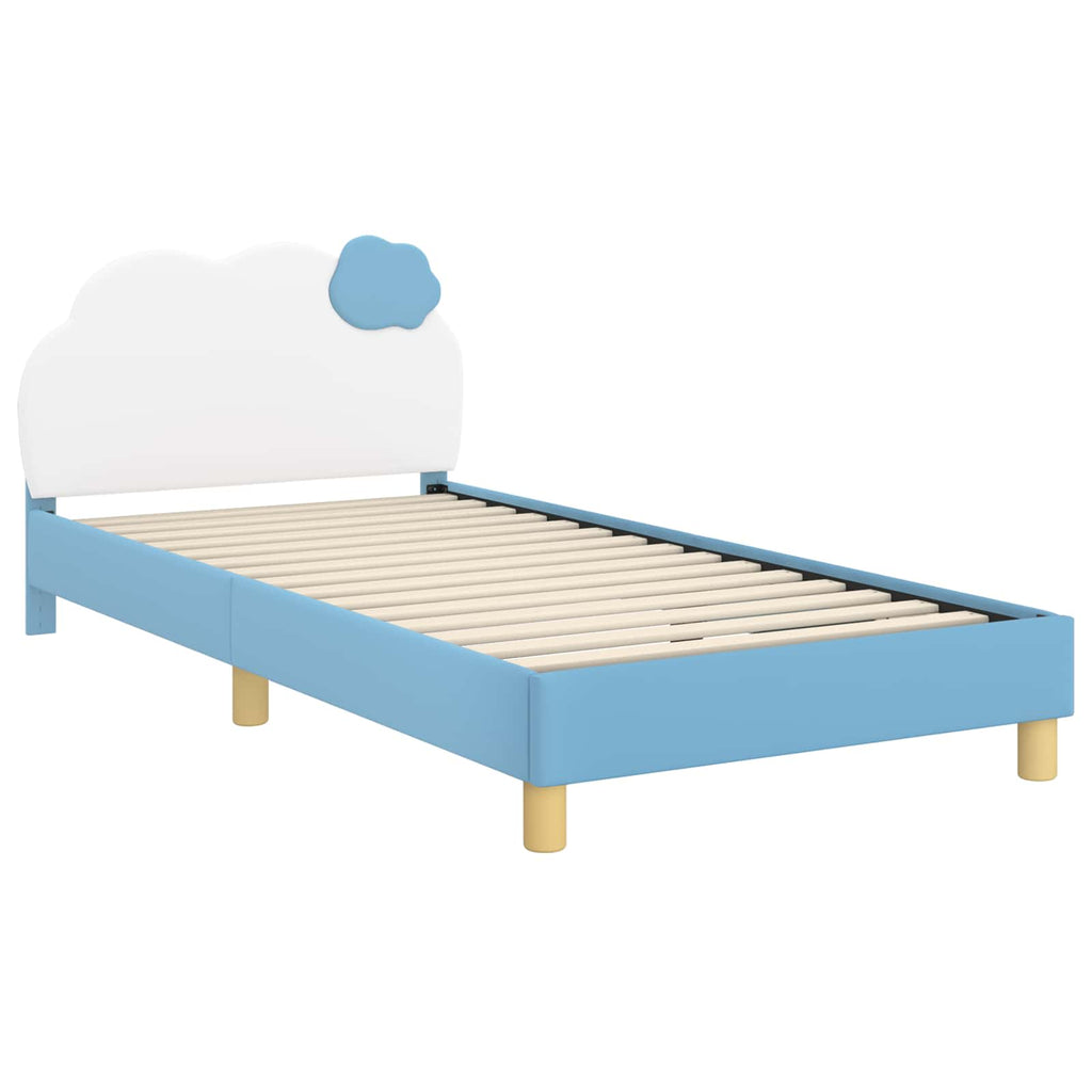 Kinderbettgestell mit Kopfteil Blau 90 x 200 cm PU