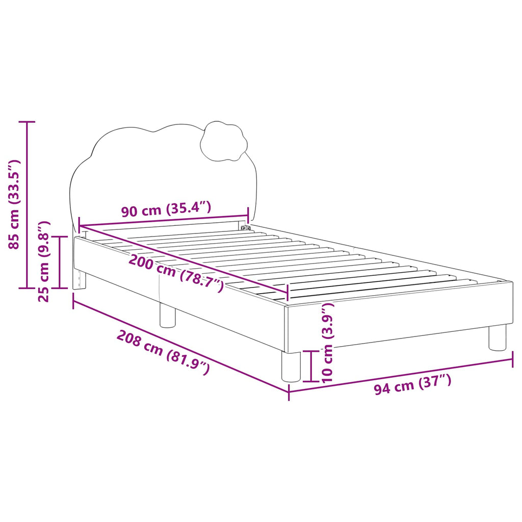 Kinderbettgestell mit Kopfteil Blau 90 x 200 cm PU