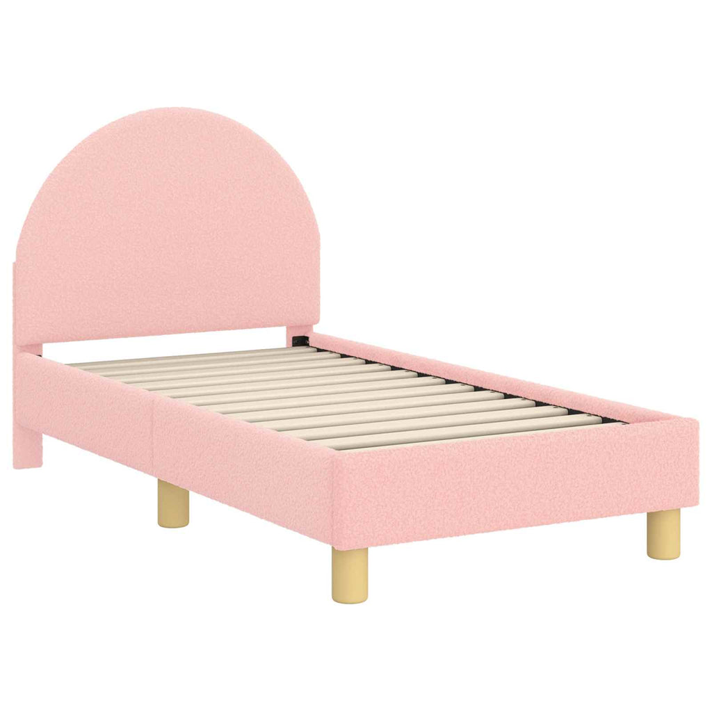 Kinderbettgestell mit Kopfteil Rosa 70 x 140 cm Bouclé