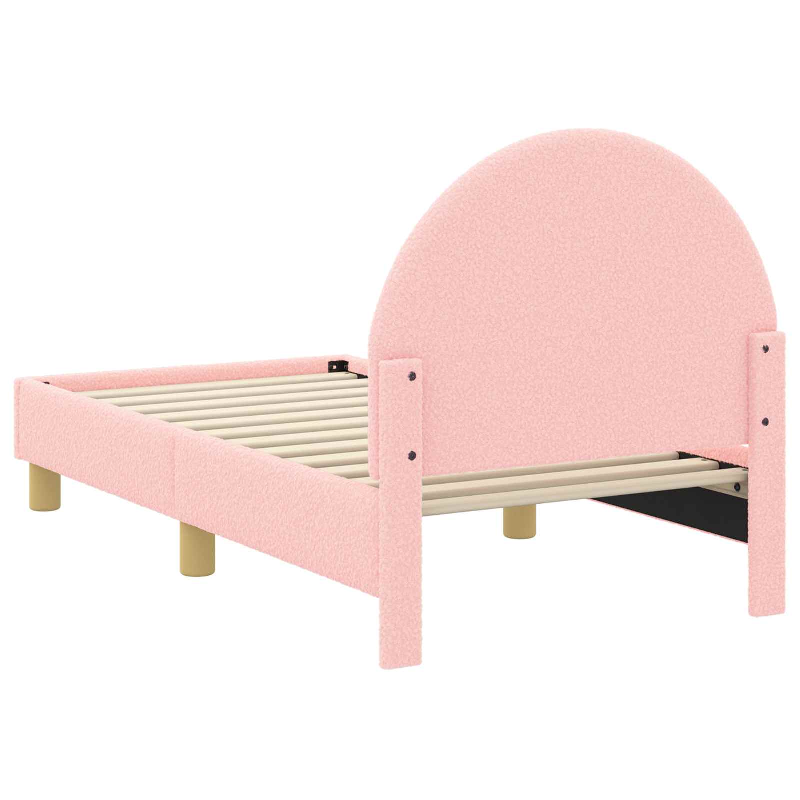 Kinderbettgestell mit Kopfteil Rosa 70 x 140 cm Bouclé