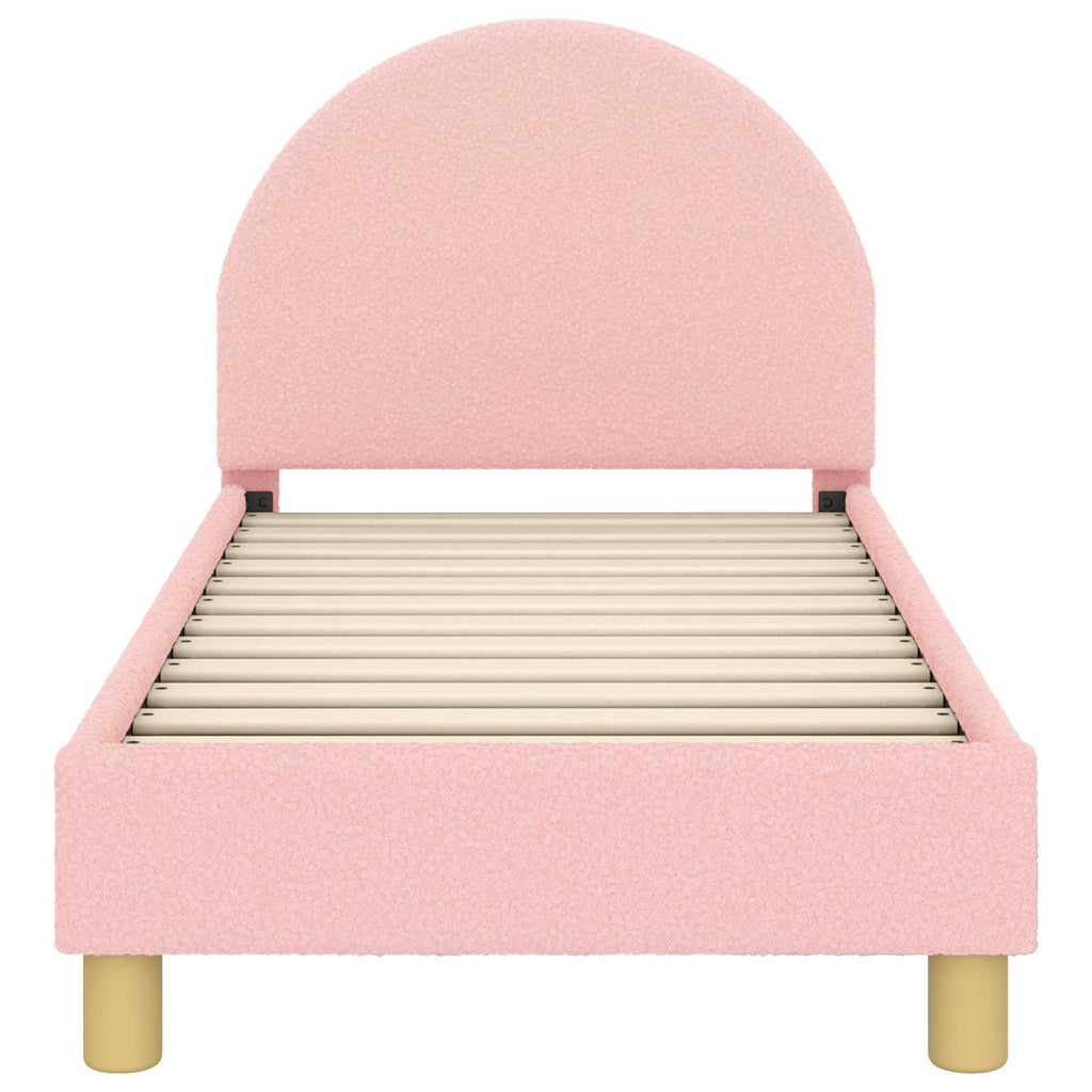 Kinderbettgestell mit Kopfteil Rosa 70 x 140 cm Bouclé