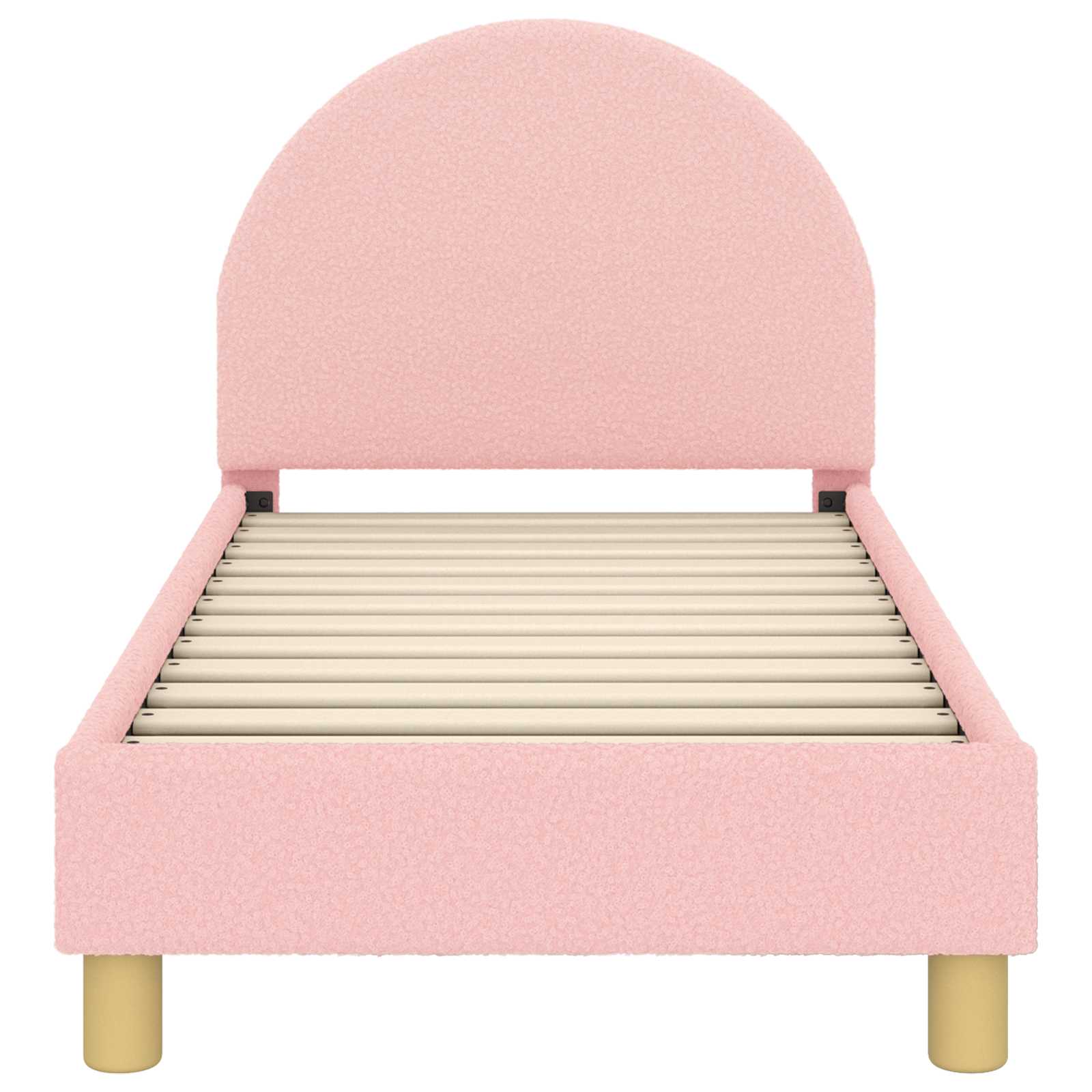 Kinderbettgestell mit Kopfteil Rosa 70 x 140 cm Bouclé