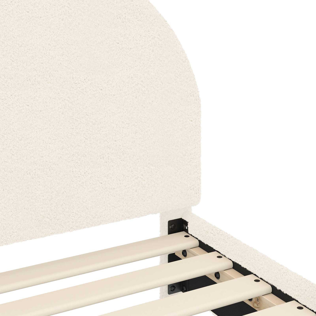 Kinderbettgestell mit Kopfteil Creme 80 x 200 cm Bouclé