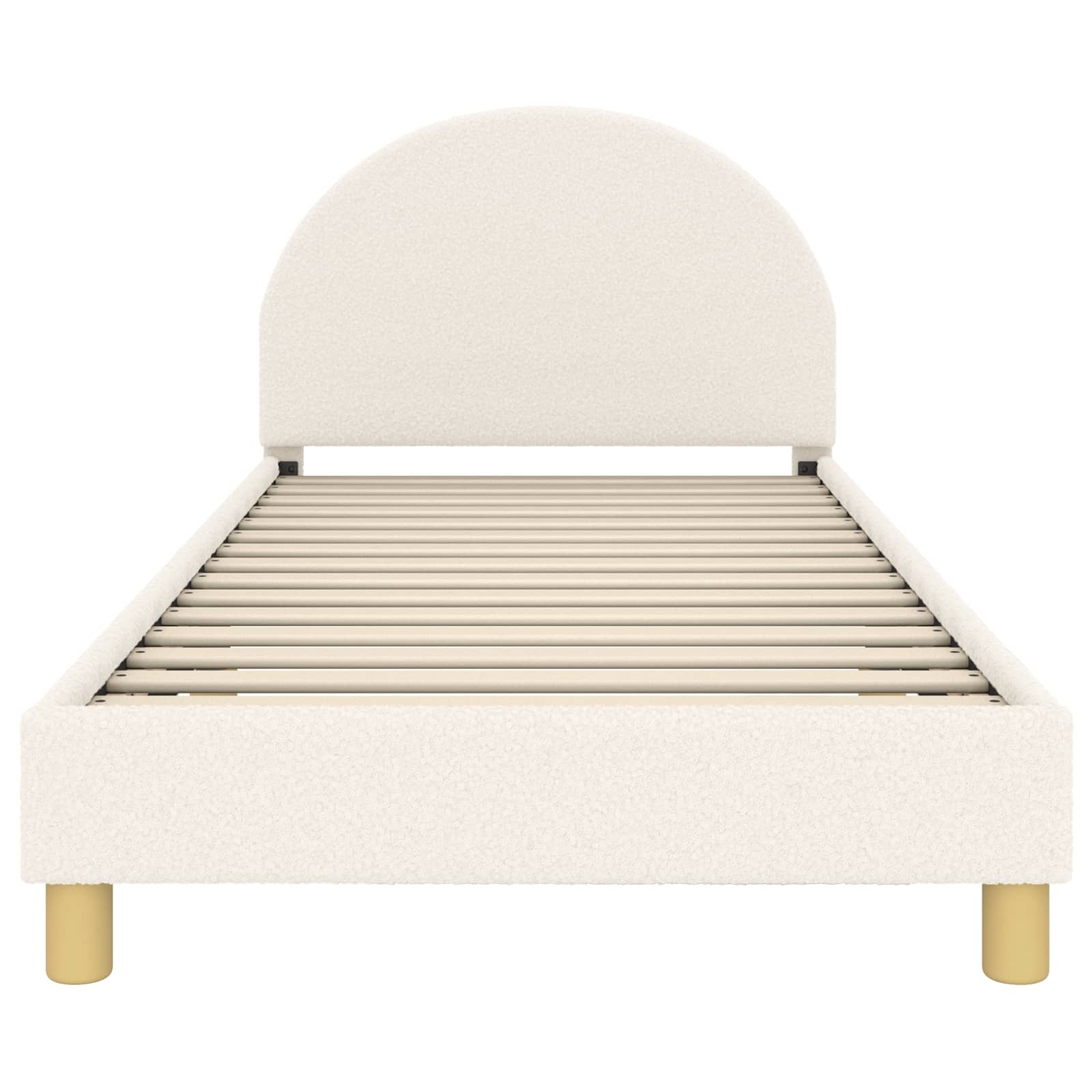 Kinderbettgestell mit Kopfteil Creme 80 x 200 cm Bouclé
