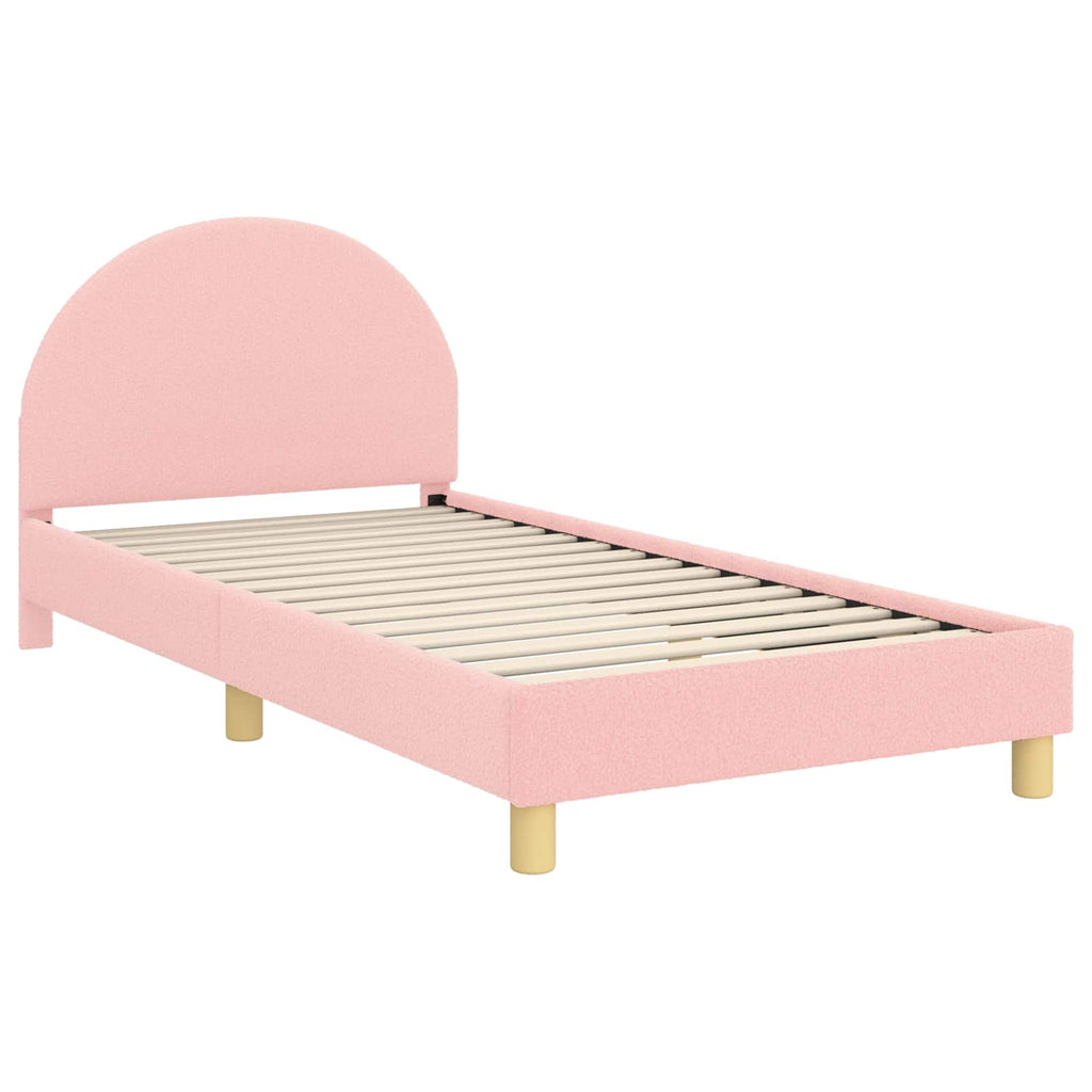 Kinderbettgestell mit Kopfteil Rosa 80 x 200 cm Bouclé