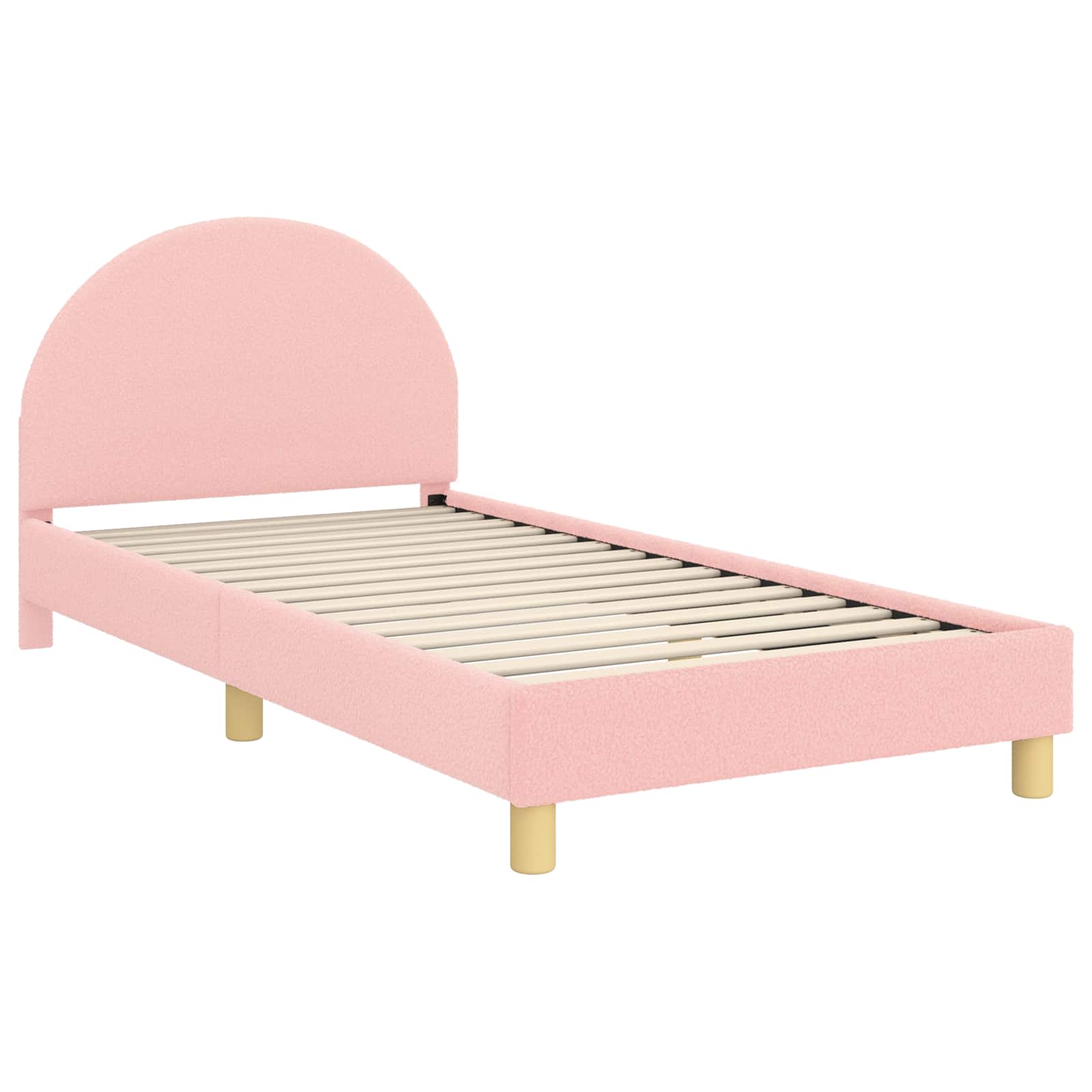 Kinderbettgestell mit Kopfteil Rosa 80 x 200 cm Bouclé