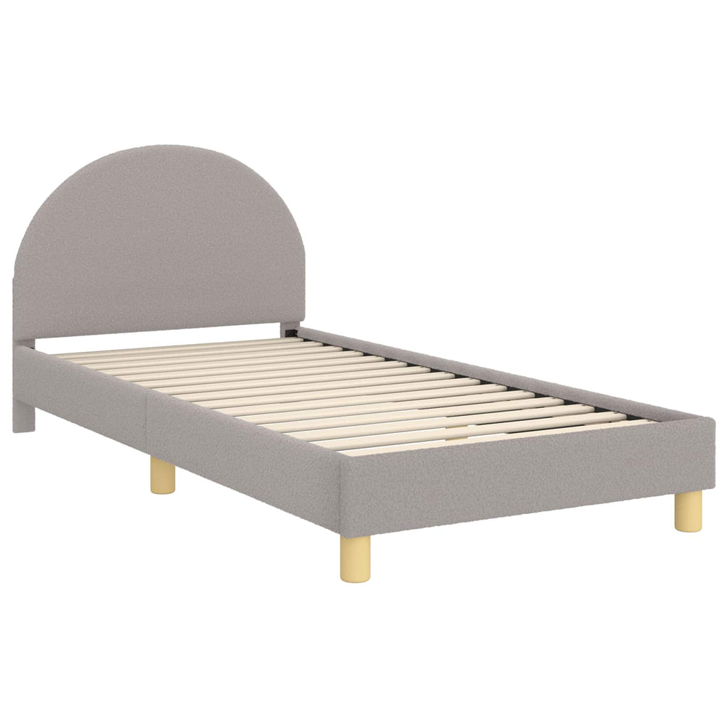 Kinderbettgestell mit Kopfteil Hellgrau 80 x 200 cm Bouclé