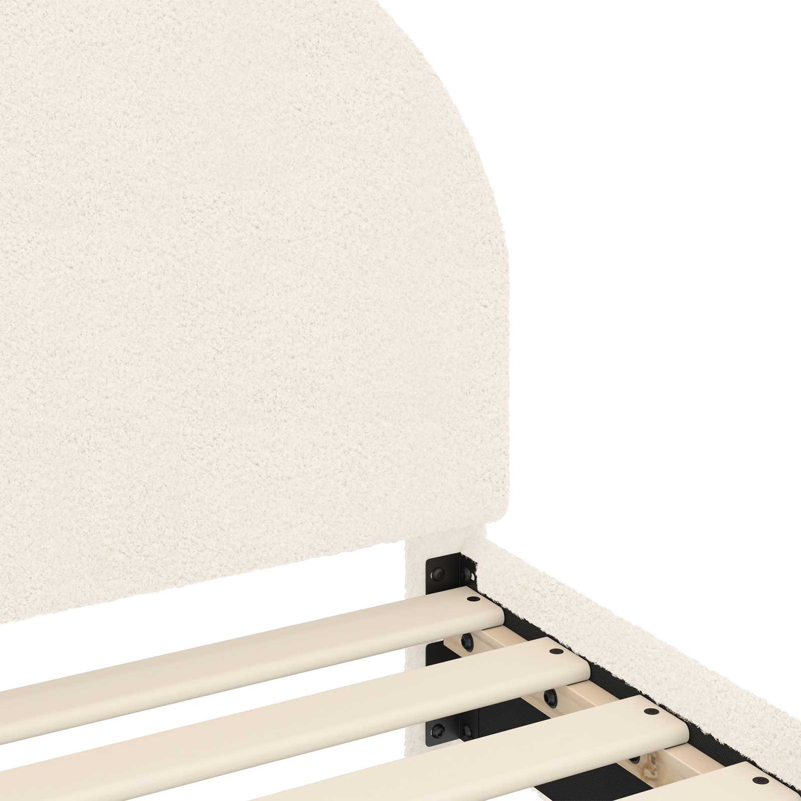Kinderbettgestell mit Kopfteil Creme 90 x 190 cm Bouclé
