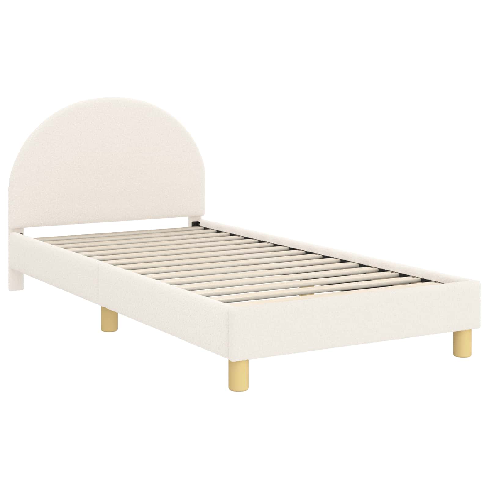 Kinderbettgestell mit Kopfteil Creme 90 x 190 cm Bouclé