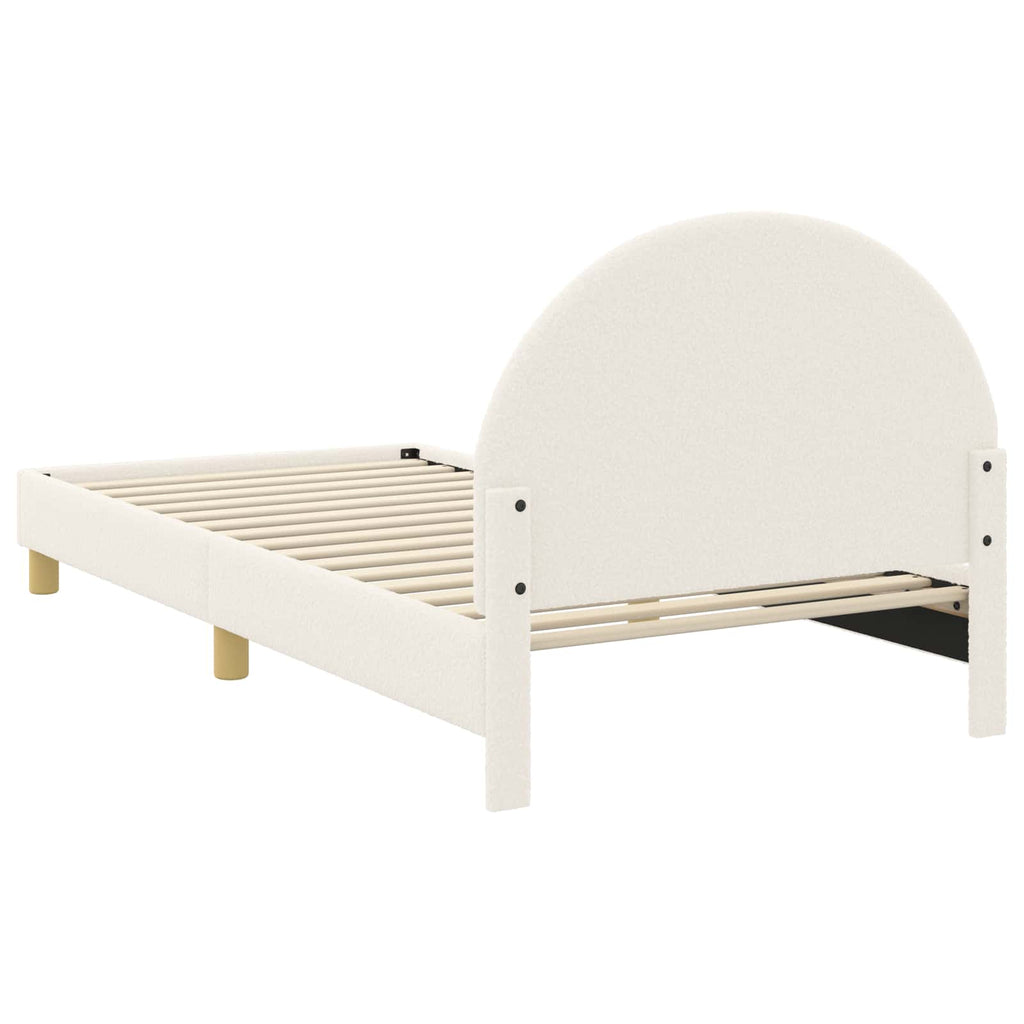 Kinderbettgestell mit Kopfteil Creme 90 x 190 cm Bouclé