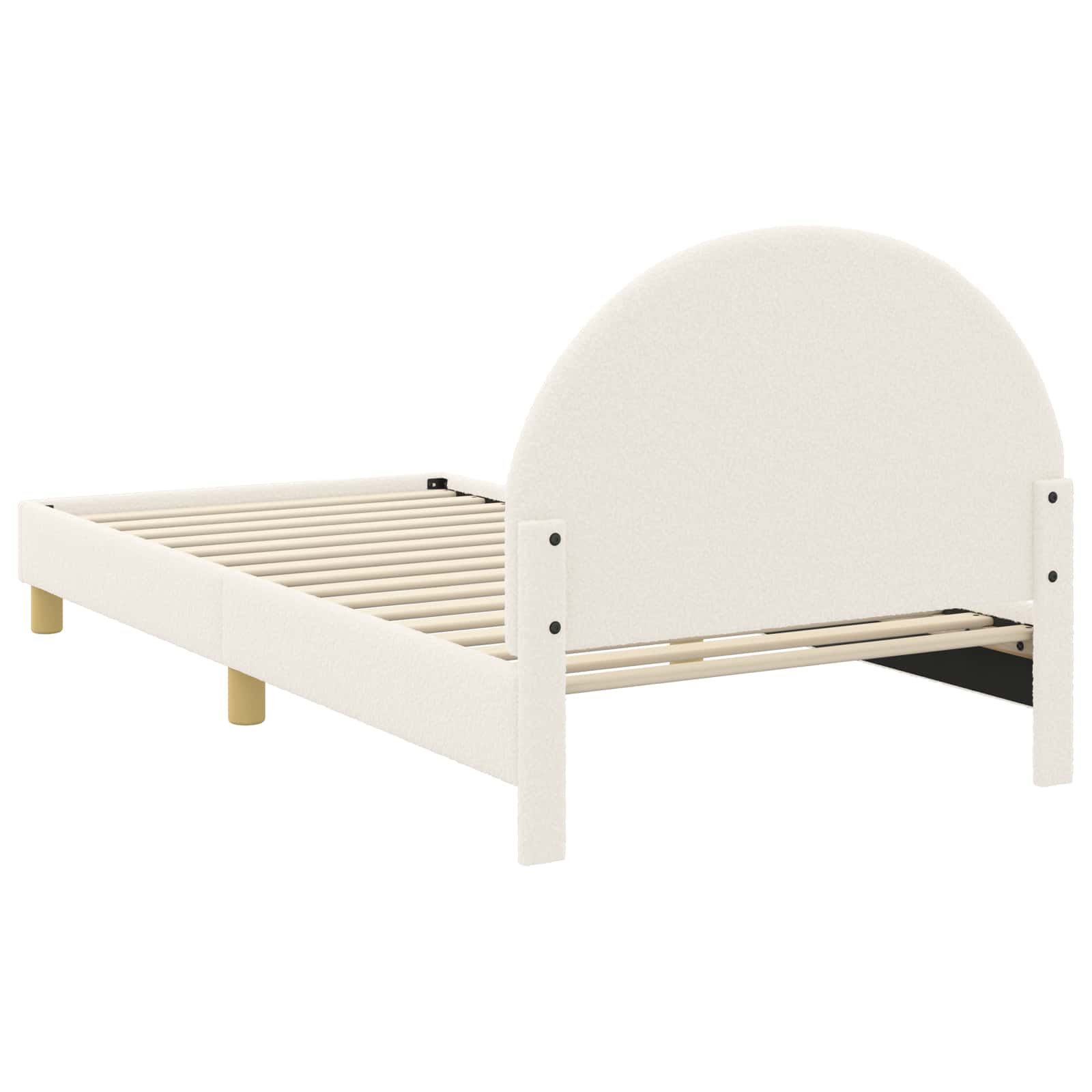 Kinderbettgestell mit Kopfteil Creme 90 x 190 cm Bouclé
