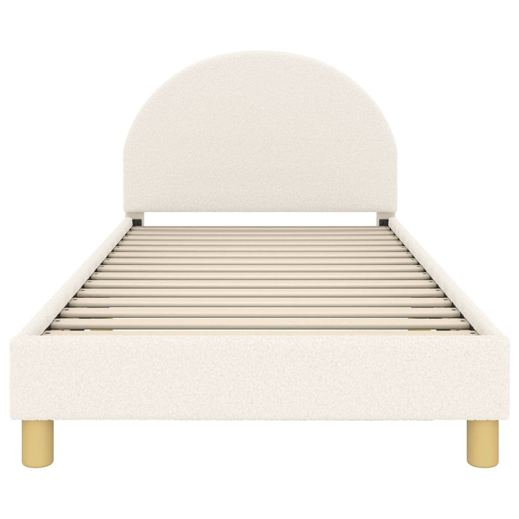 Kinderbettgestell mit Kopfteil Creme 90 x 190 cm Bouclé