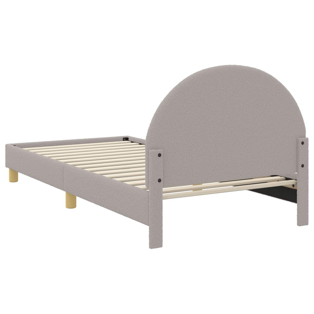 Kinderbettgestell mit Kopfteil Hellgrau 90 x 190 cm Bouclé