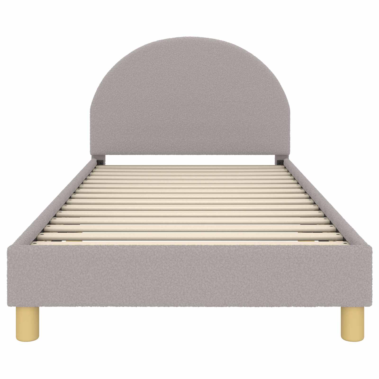 Kinderbettgestell mit Kopfteil Hellgrau 90 x 190 cm Bouclé