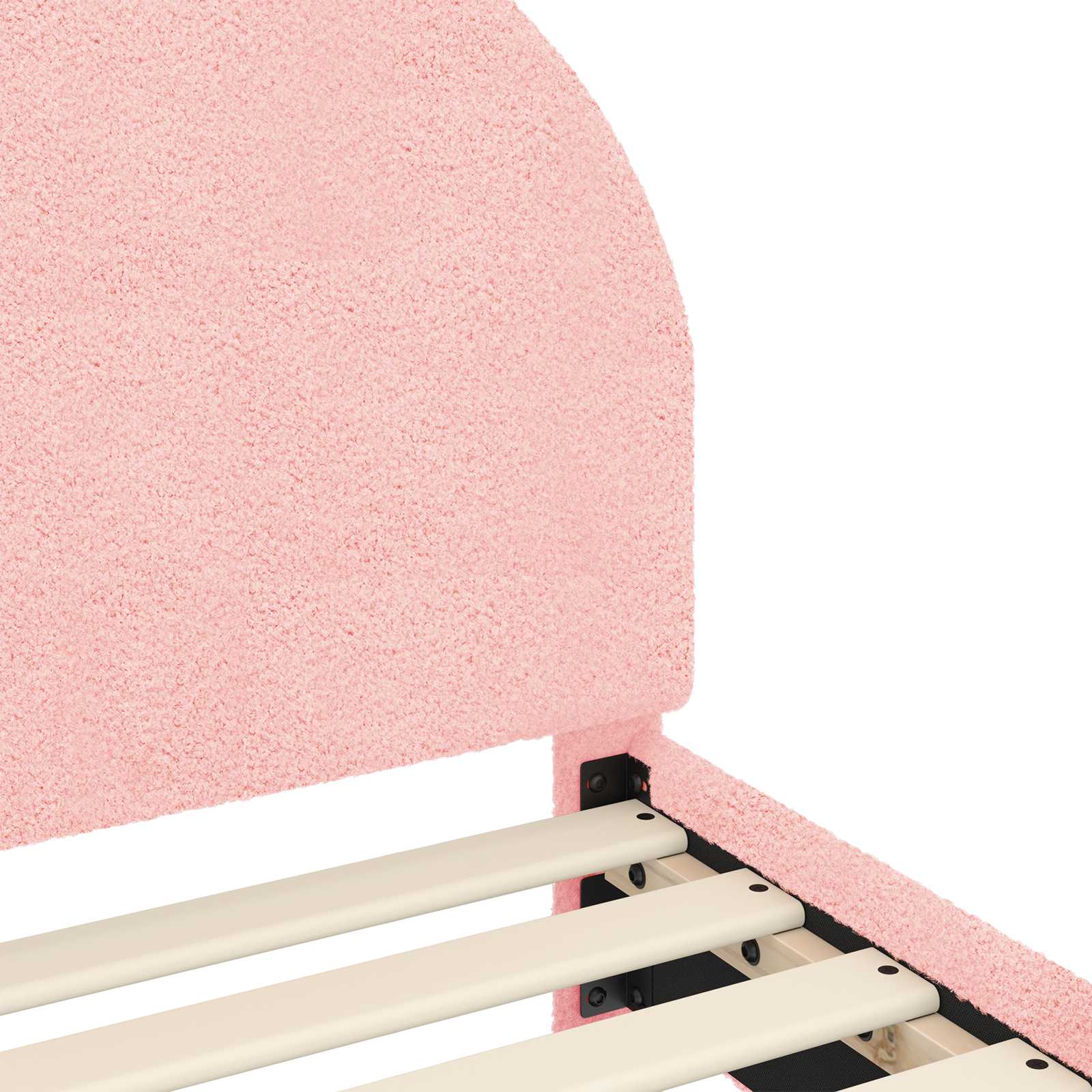 Kinderbettgestell mit Kopfteil Rosa 90 x 200 cm Bouclé
