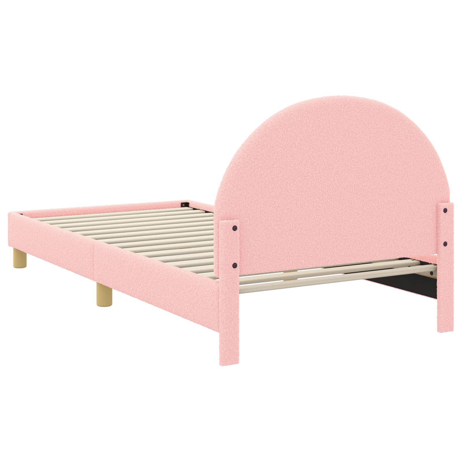 Kinderbettgestell mit Kopfteil Rosa 90 x 200 cm Bouclé