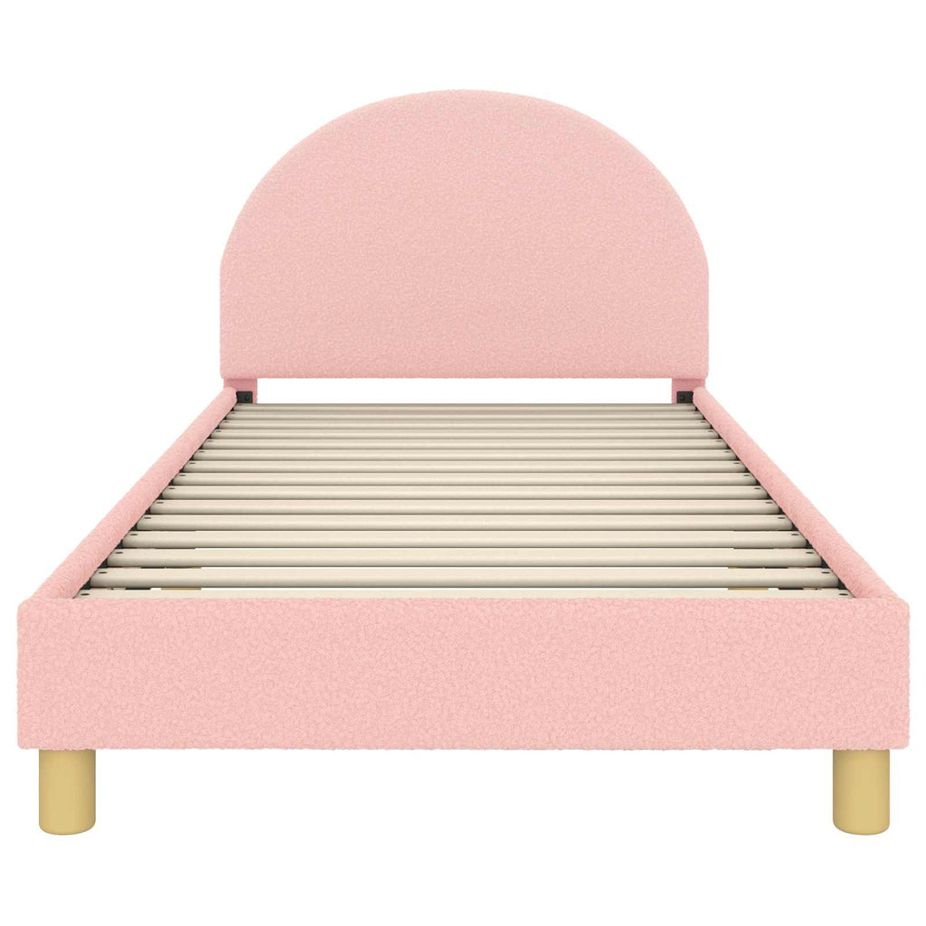 Kinderbettgestell mit Kopfteil Rosa 90 x 200 cm Bouclé