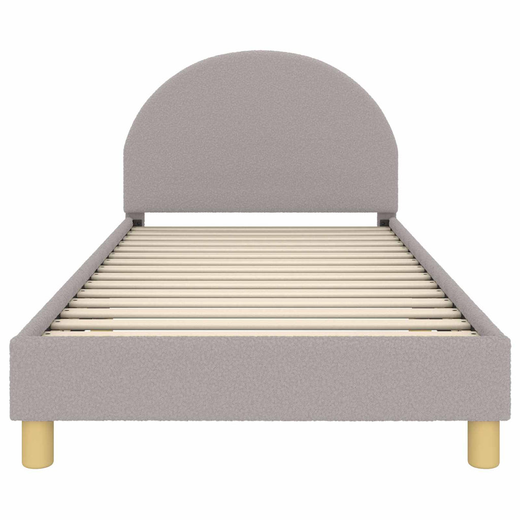Kinderbettgestell mit Kopfteil Hellgrau 90 x 200 cm Bouclé
