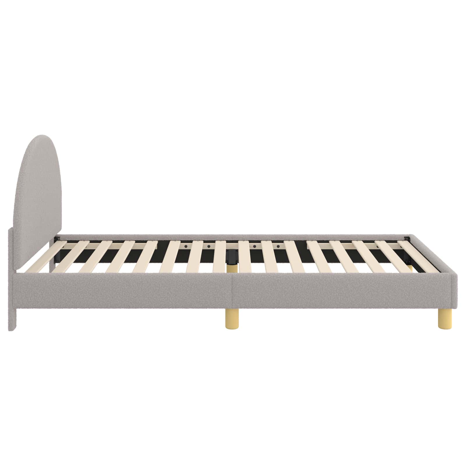 Kinderbettgestell mit Kopfteil Hellgrau 90 x 200 cm Bouclé