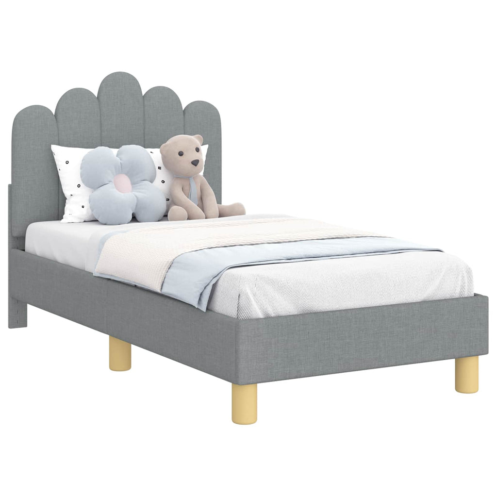 Kinderbettgestell mit Kopfteil Hellgrau 70 x 140 cm Stoff