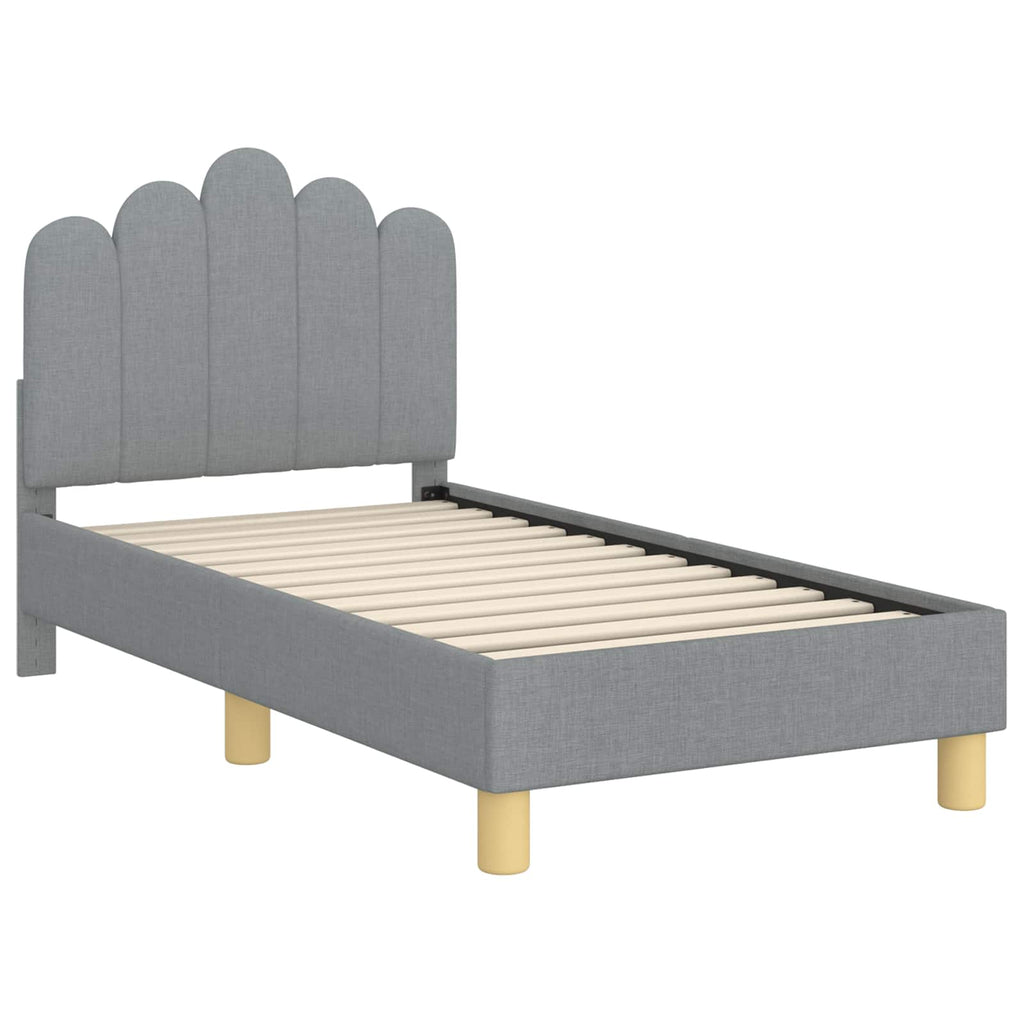 Kinderbettgestell mit Kopfteil Hellgrau 70 x 140 cm Stoff