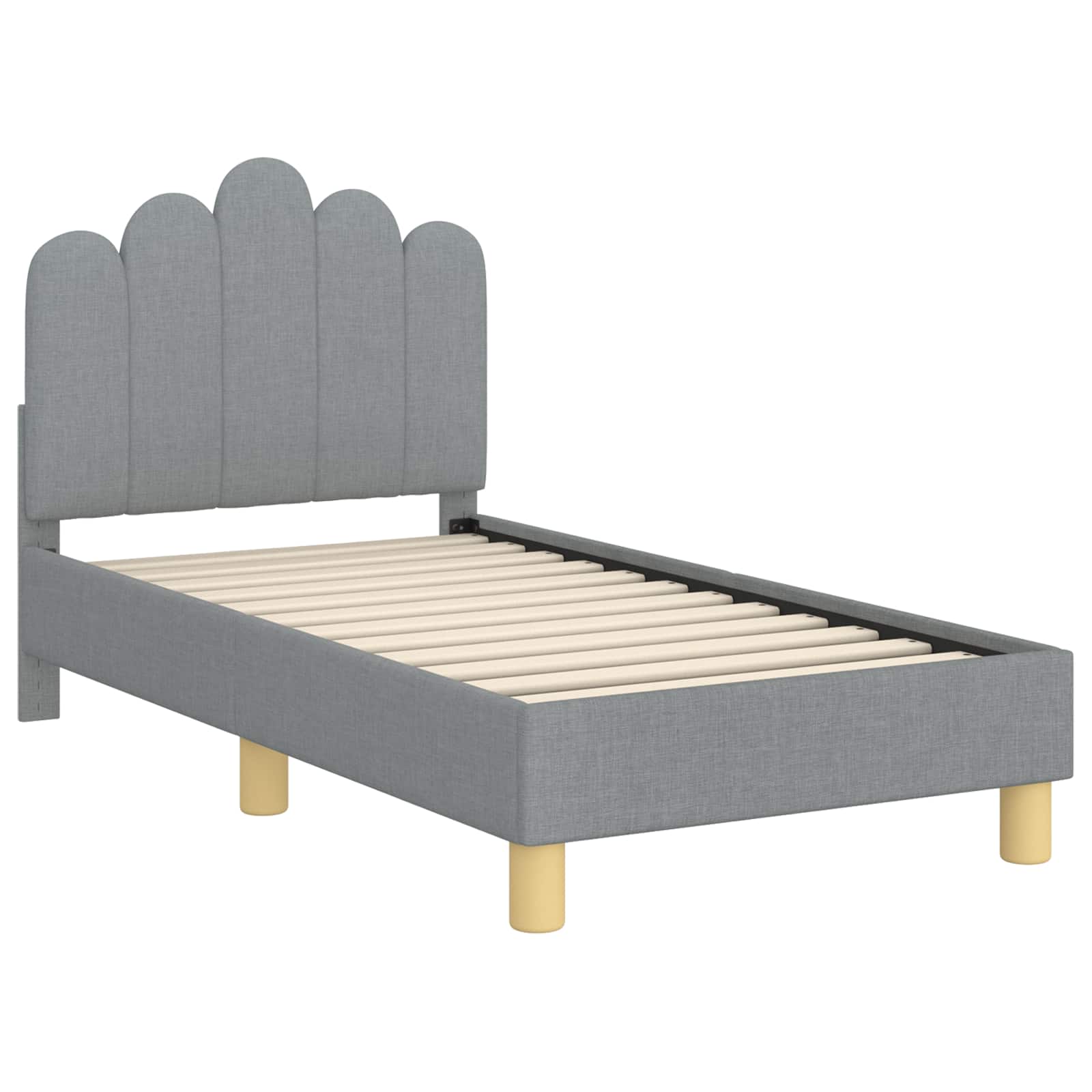 Kinderbettgestell mit Kopfteil Hellgrau 70 x 140 cm Stoff