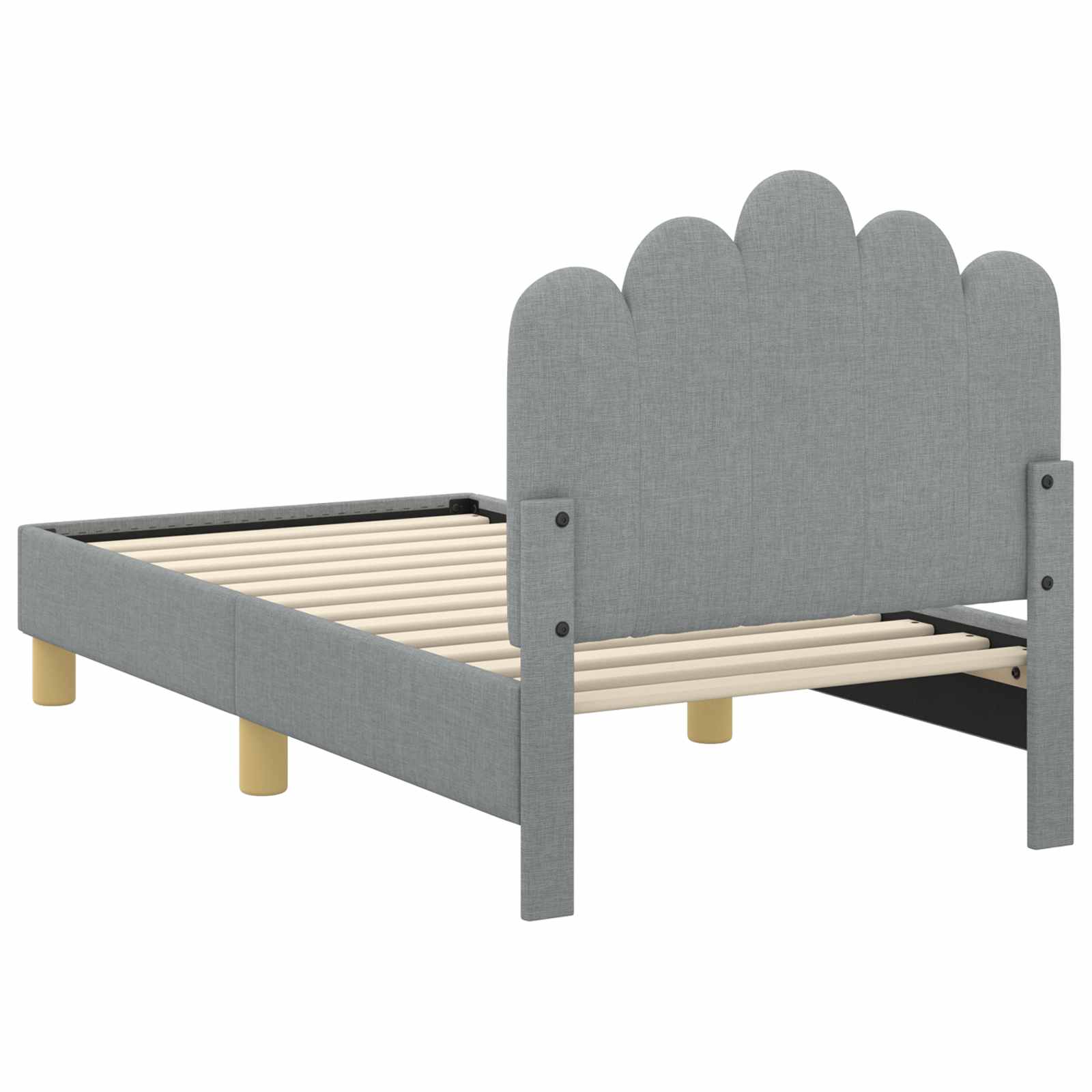 Kinderbettgestell mit Kopfteil Hellgrau 70 x 140 cm Stoff