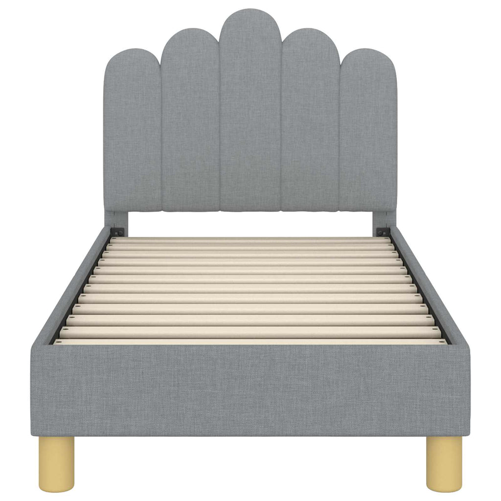 Kinderbettgestell mit Kopfteil Hellgrau 70 x 140 cm Stoff