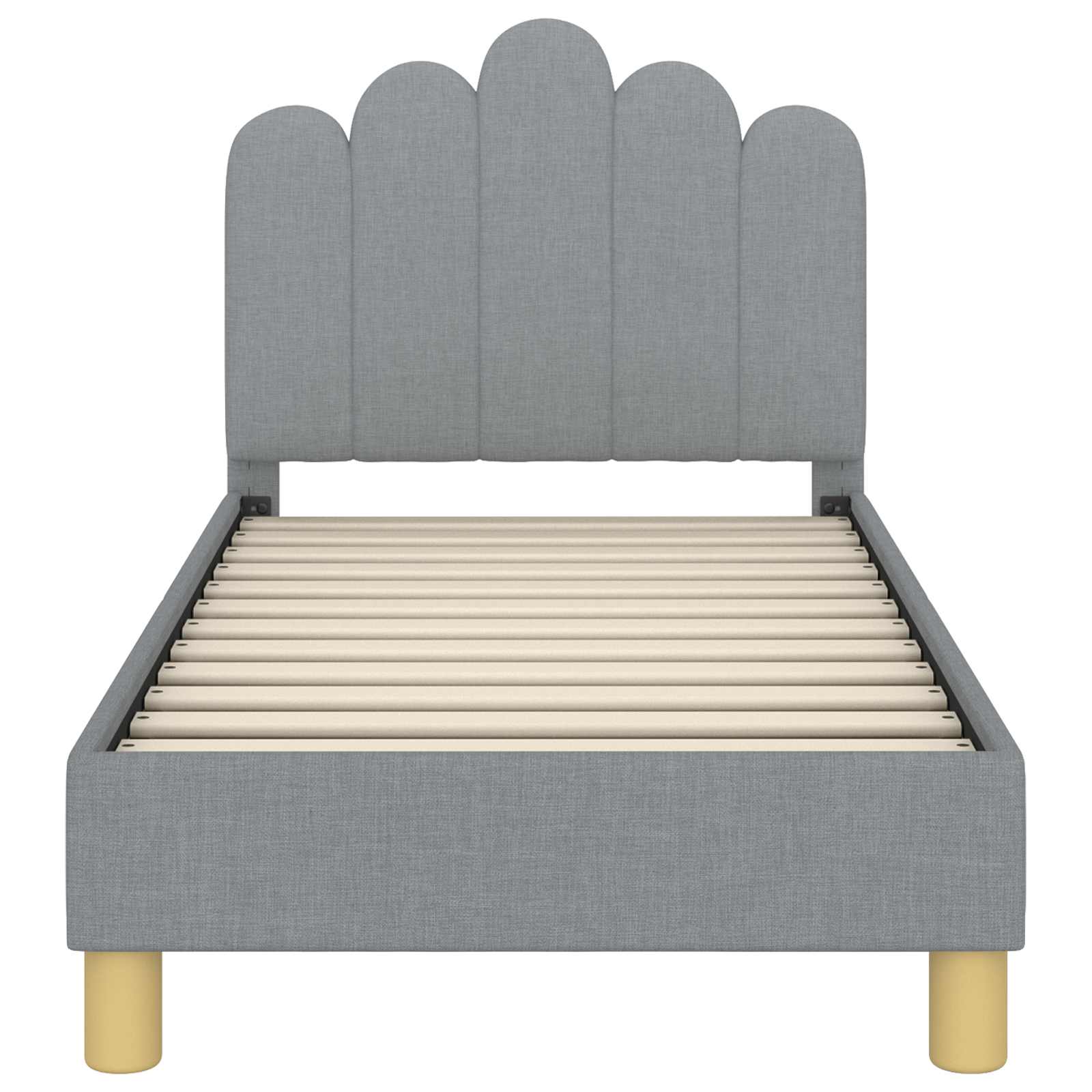 Kinderbettgestell mit Kopfteil Hellgrau 70 x 140 cm Stoff