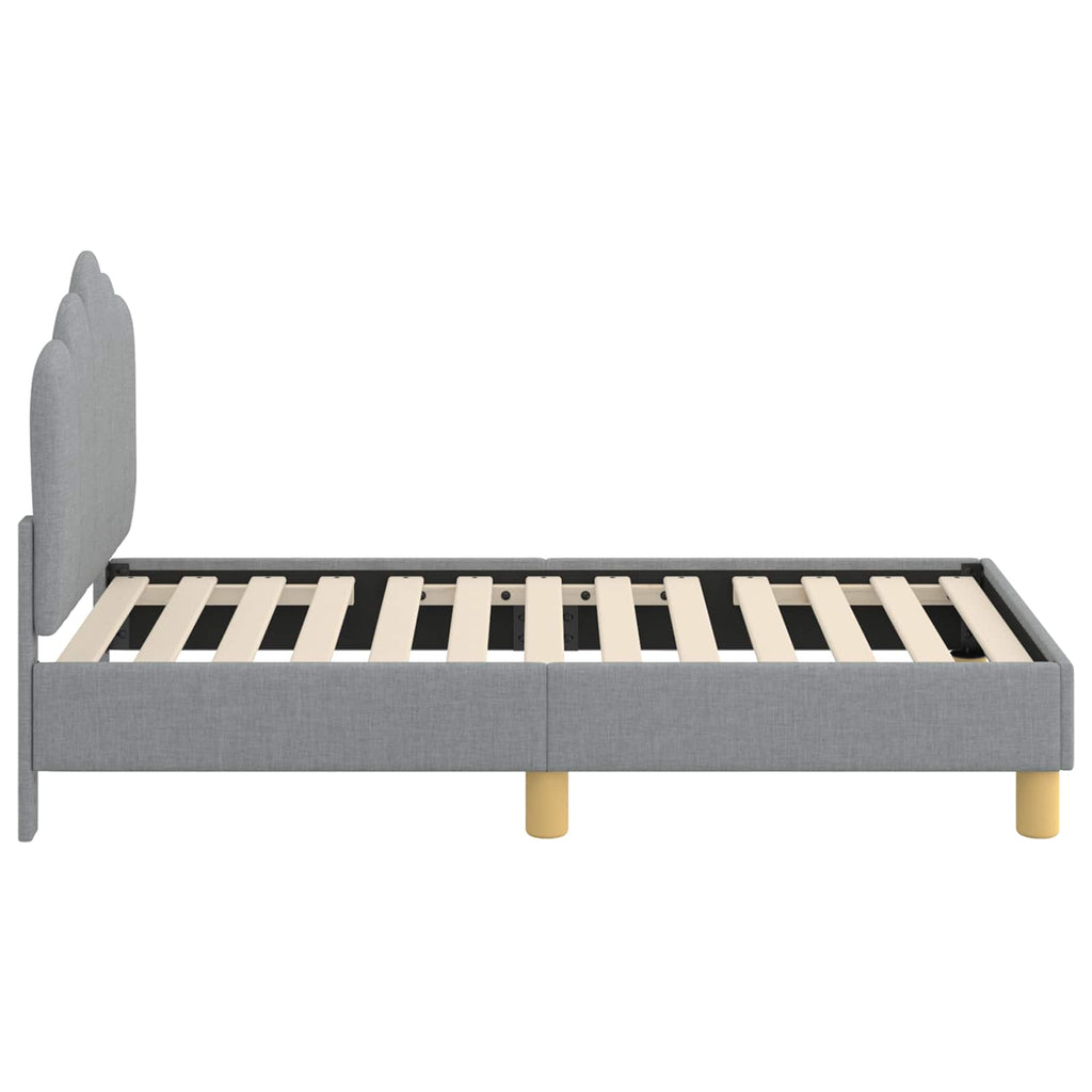 Kinderbettgestell mit Kopfteil Hellgrau 70 x 140 cm Stoff