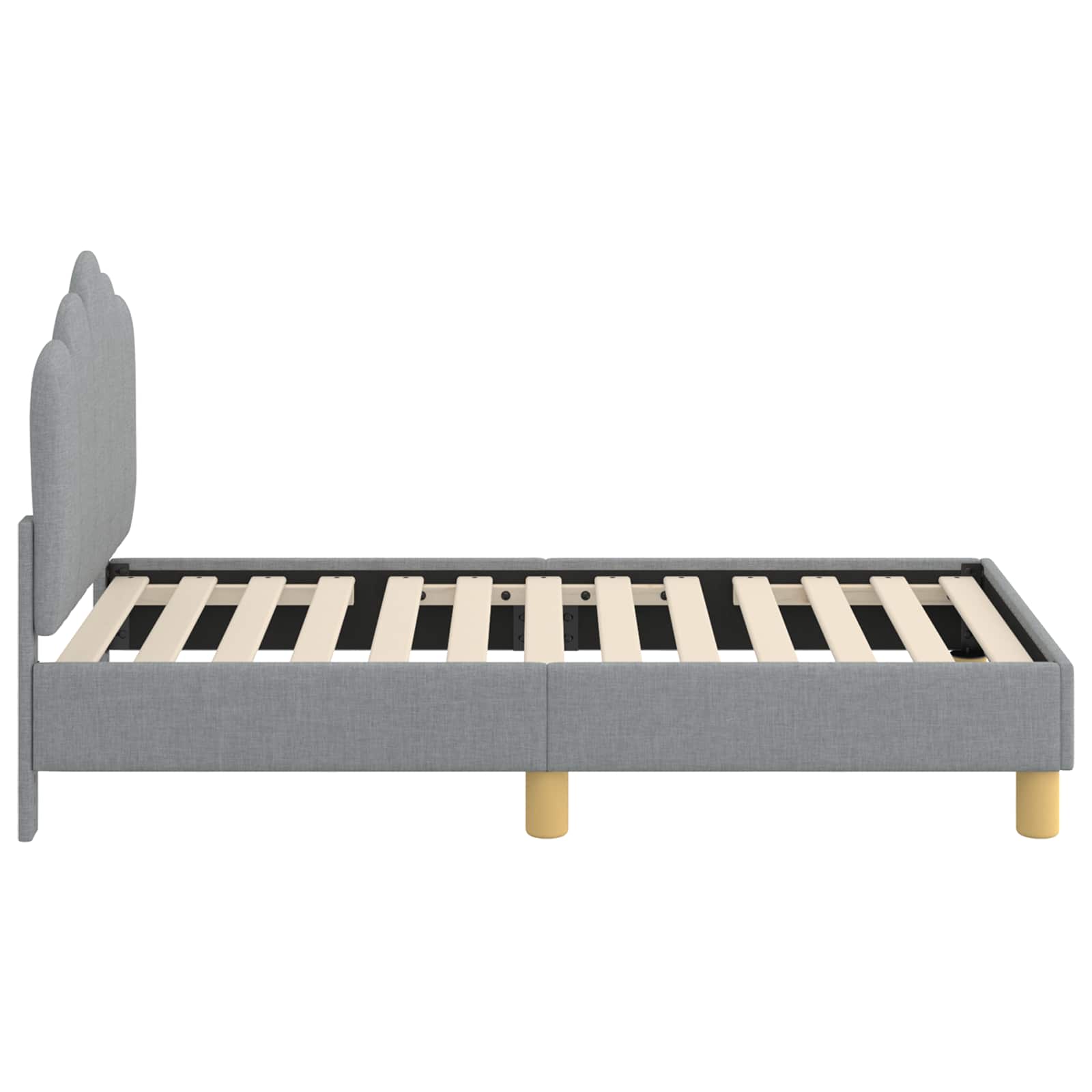 Kinderbettgestell mit Kopfteil Hellgrau 70 x 140 cm Stoff