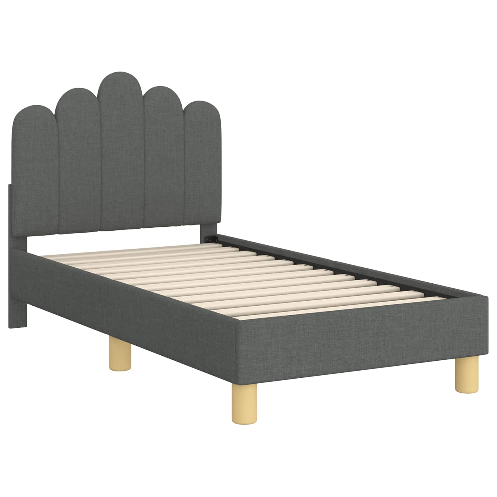 Kinderbettgestell mit Kopfteil Dunkelgrau 70 x 140 cm Stoff