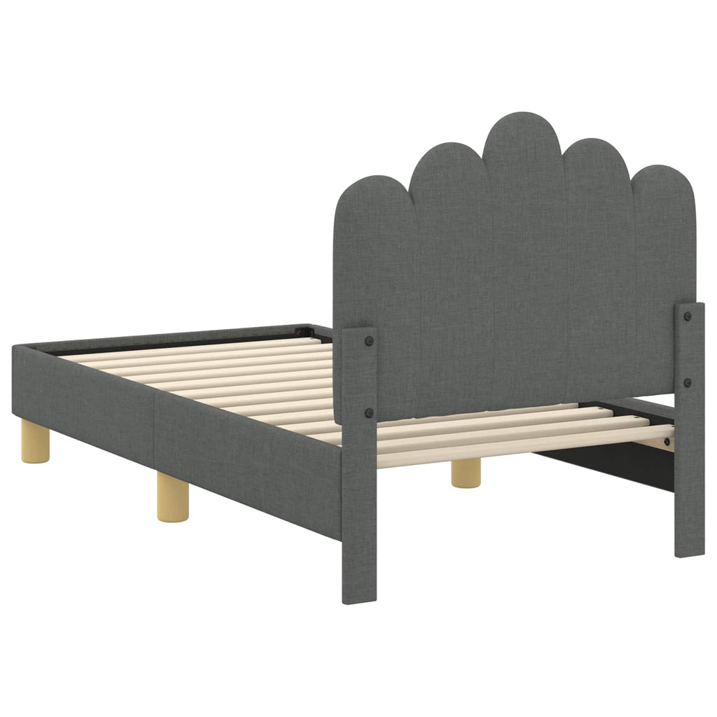Kinderbettgestell mit Kopfteil Dunkelgrau 70 x 140 cm Stoff