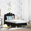 Kinderbettgestell mit Kopfteil Schwarz 70 x 140 cm Stoff