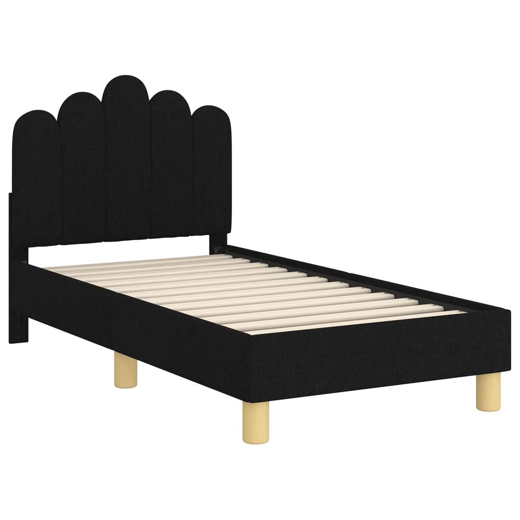 Kinderbettgestell mit Kopfteil Schwarz 70 x 140 cm Stoff