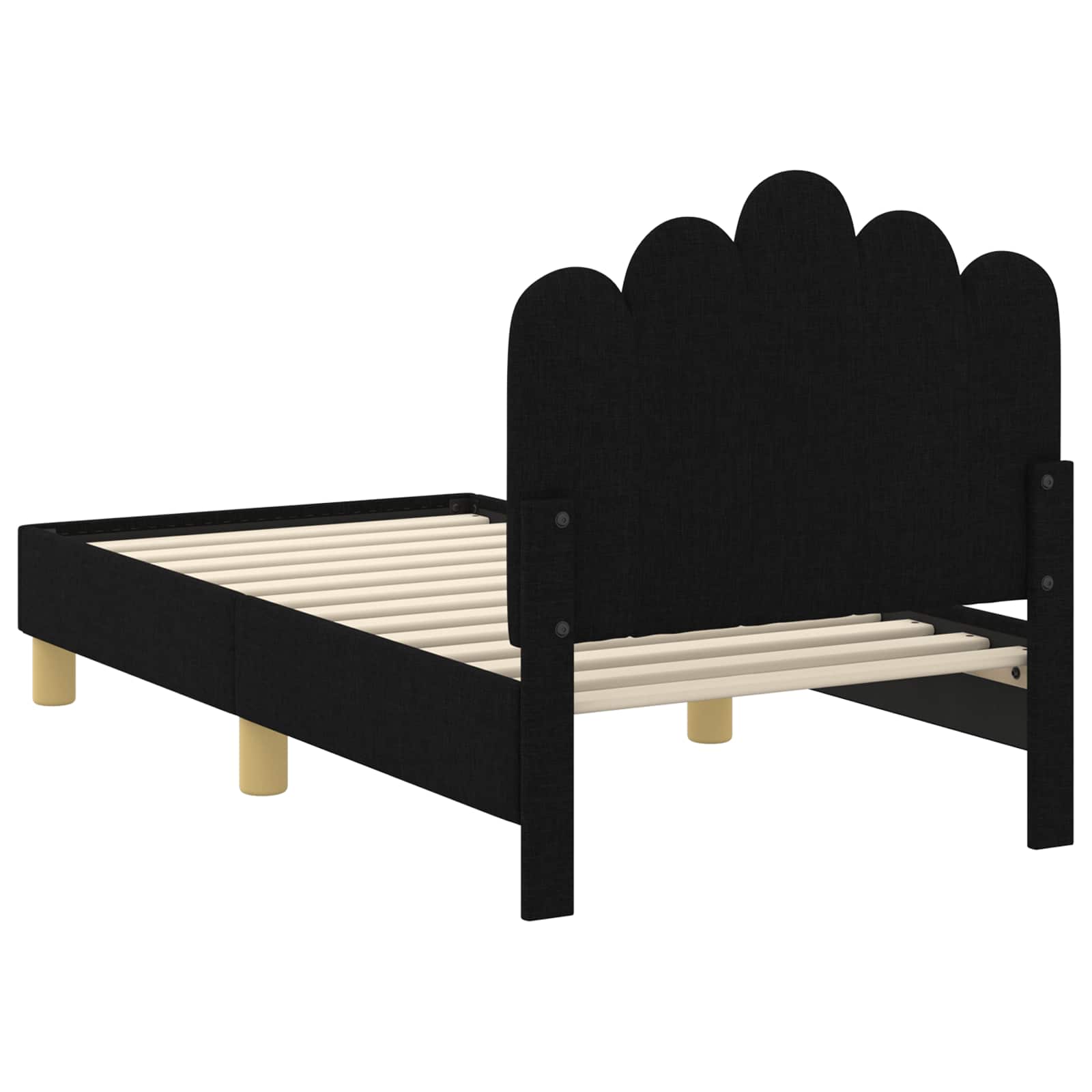 Kinderbettgestell mit Kopfteil Schwarz 70 x 140 cm Stoff