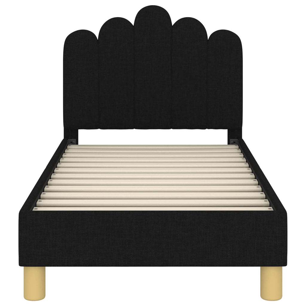 Kinderbettgestell mit Kopfteil Schwarz 70 x 140 cm Stoff