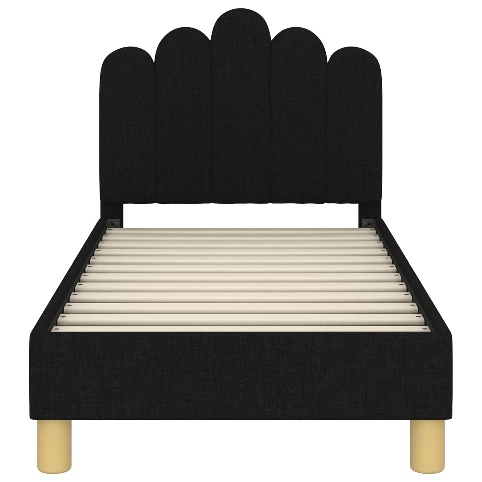 Kinderbettgestell mit Kopfteil Schwarz 70 x 140 cm Stoff