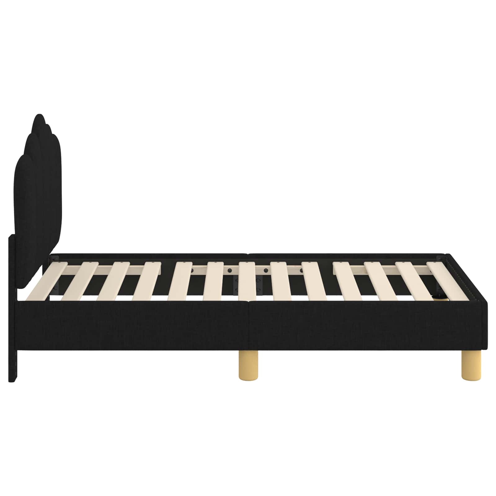 Kinderbettgestell mit Kopfteil Schwarz 70 x 140 cm Stoff