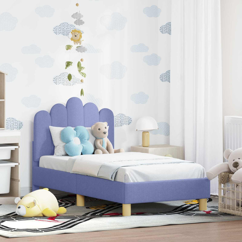 Kinderbettgestell mit Kopfteil Jeans blau 70 x 140 cm Stoff