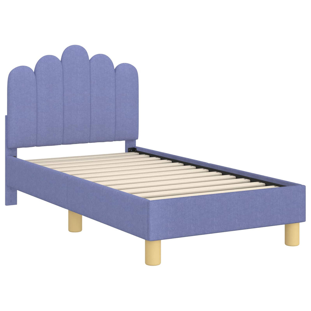 Kinderbettgestell mit Kopfteil Jeans blau 70 x 140 cm Stoff