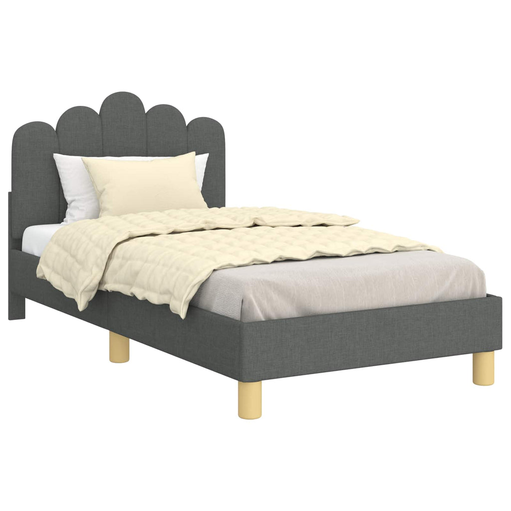 Kinderbettgestell mit Kopfteil Dunkelgrau 80 x 160 cm Stoff