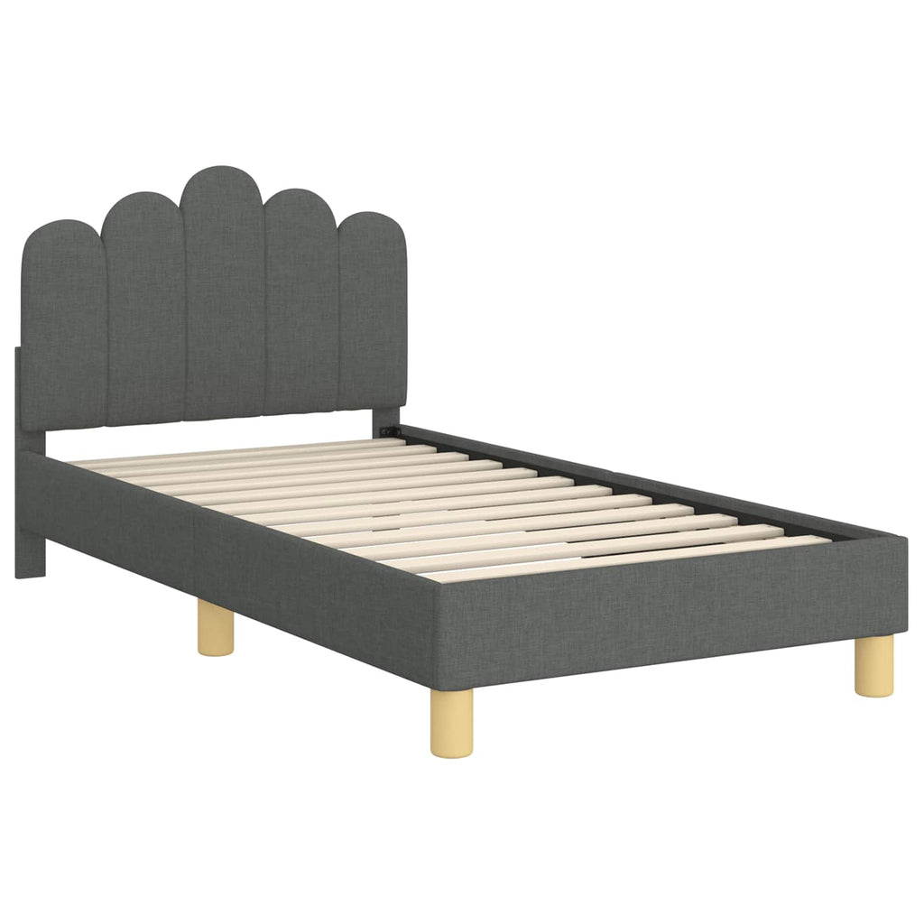 Kinderbettgestell mit Kopfteil Dunkelgrau 80 x 160 cm Stoff
